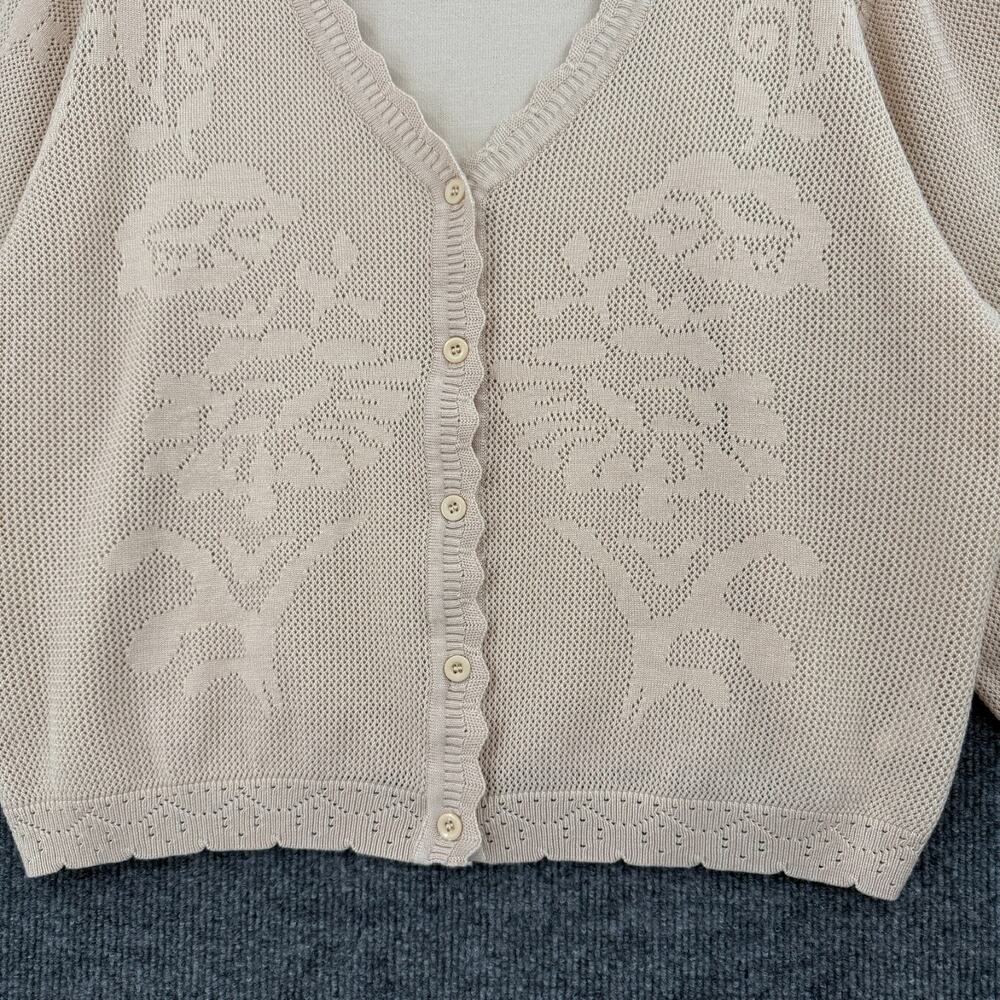 Kate Kasin Womens Cropped Floral Knit Cardigan Sweater Size 2XL Cottage Feminine - Picture 3 of 11